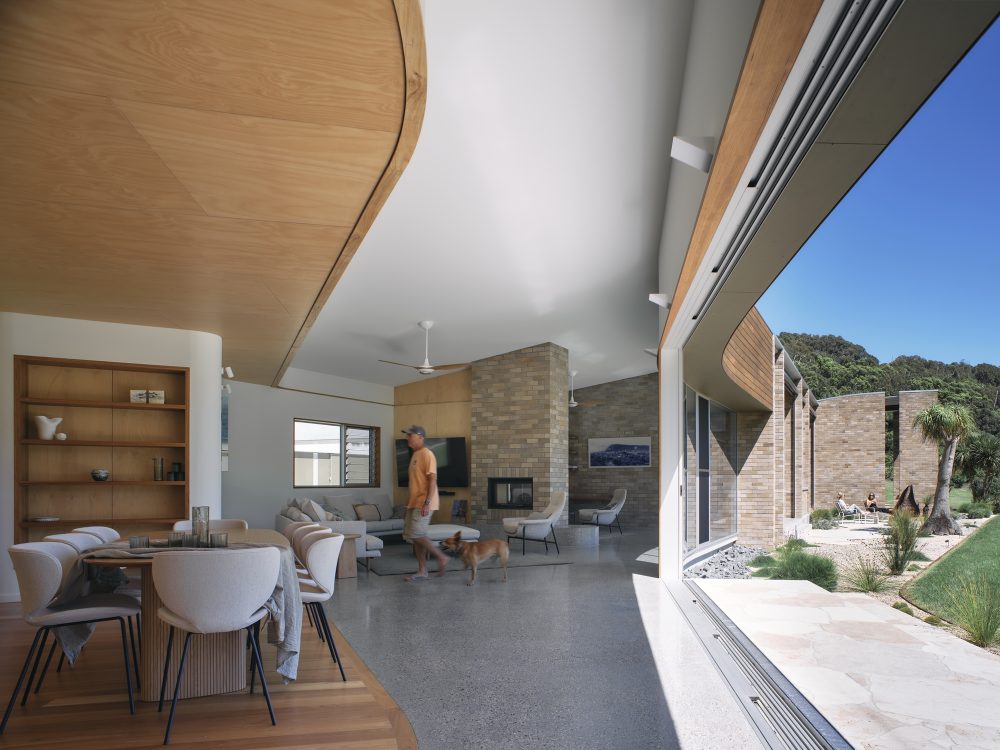 Lincoln McKinlay Grey bricks are used on the inside of Saddle House, Mid North NSW
